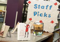 Picture of Staff Picks display with library staff recommendations